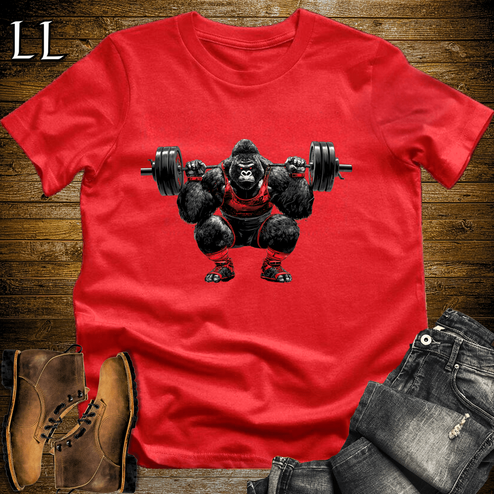 Squat Red Gorilla Red | Gym Beast Gift Tee