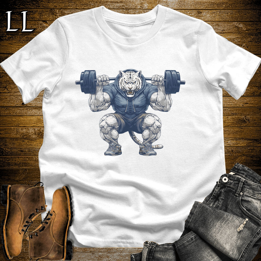 Squat Siberian Tiger White | Gym Beast Gift Tee