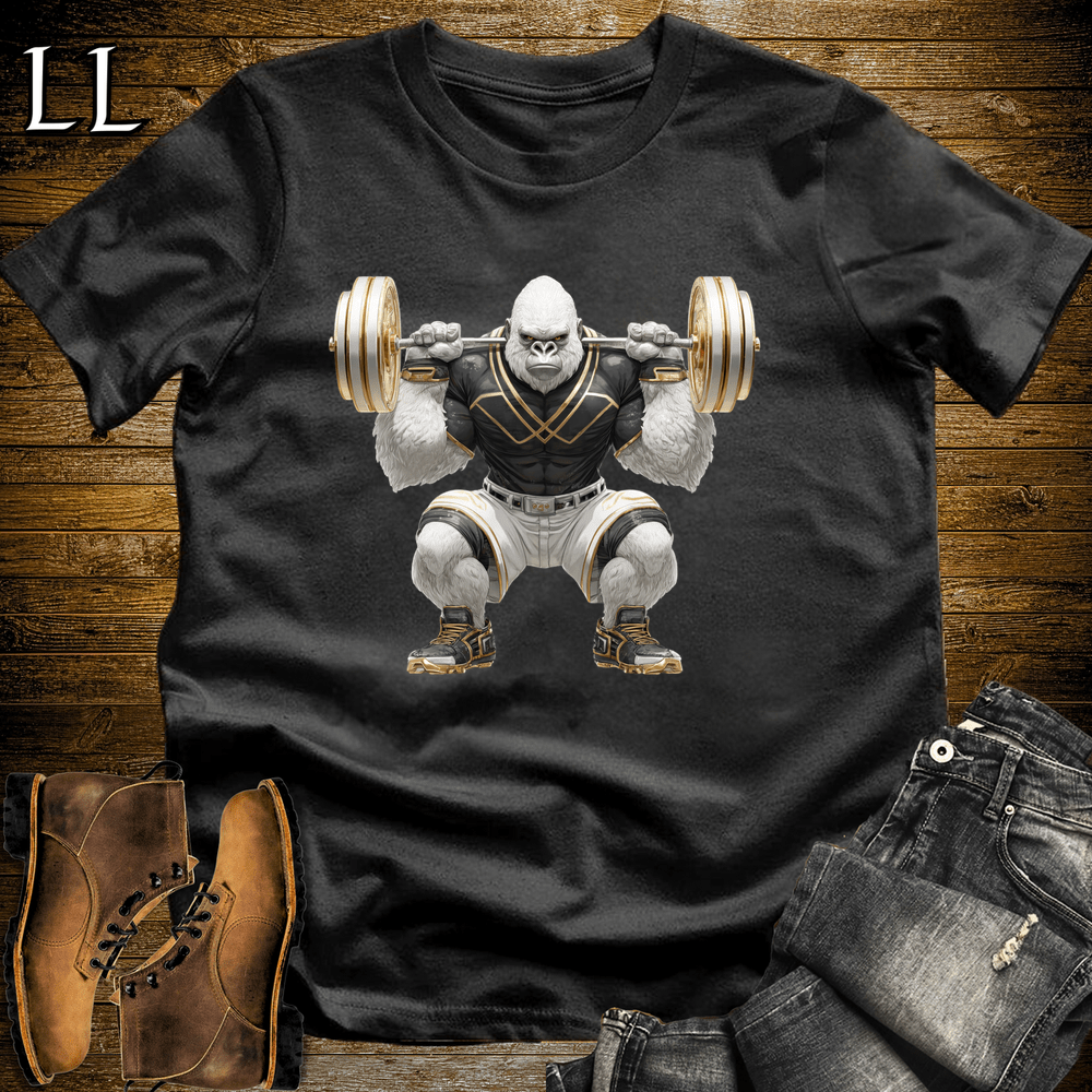 Gym Beast Squat White Gorilla Black | Leg Day Tee