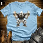 Gym Beast Squat White Gorilla Light Blue | Leg Day Tee
