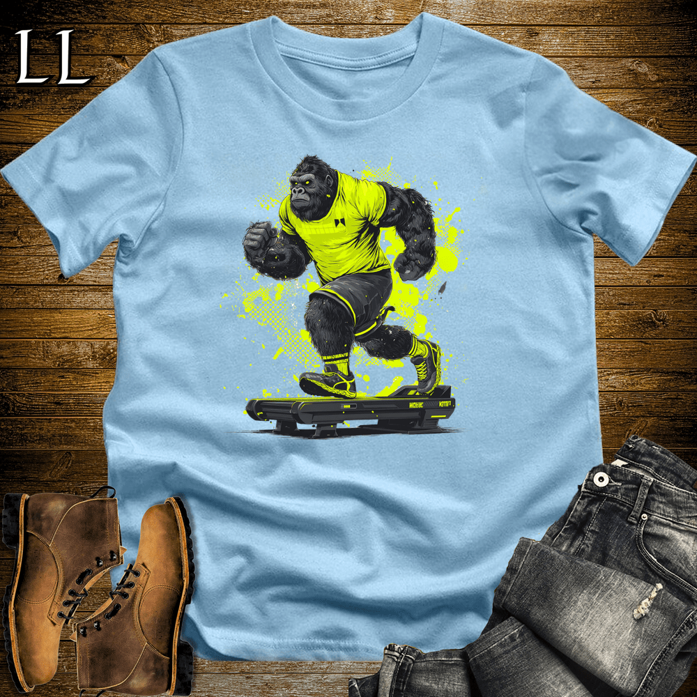Gym Beast Treadmill Green Gorilla Light Blue | Runner Tee