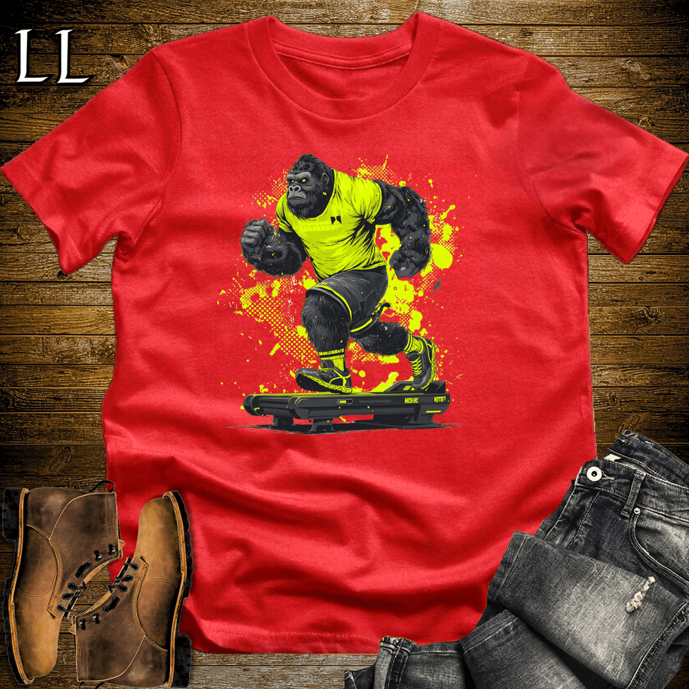 Gym Beast Treadmill Green Gorilla Red | Runner Tee