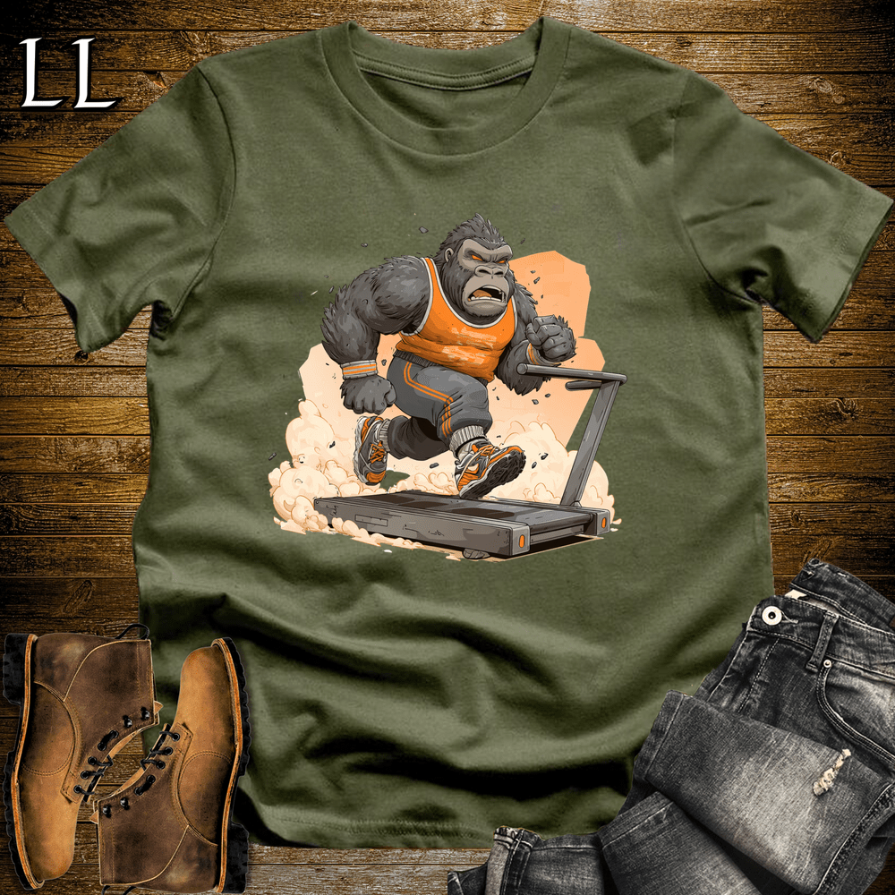 Gym Beast Treadmill Orange Gorilla Military Green | Cardio Tee