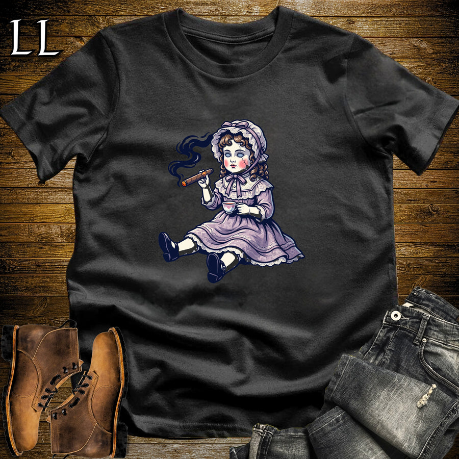 Haunted Porcelain Doll Cigar T-Shirt Black | Halloween Cigar Shirt