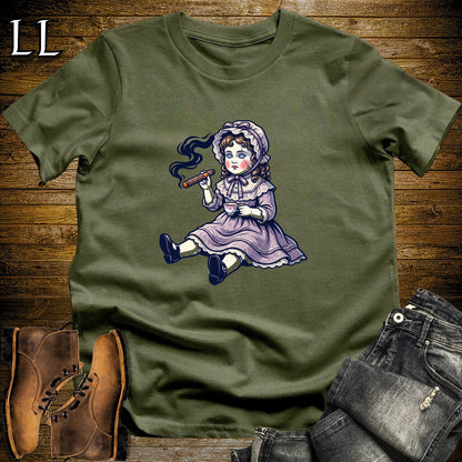 Haunted Porcelain Doll Cigar T-Shirt Military Green | Halloween Cigar Shirt