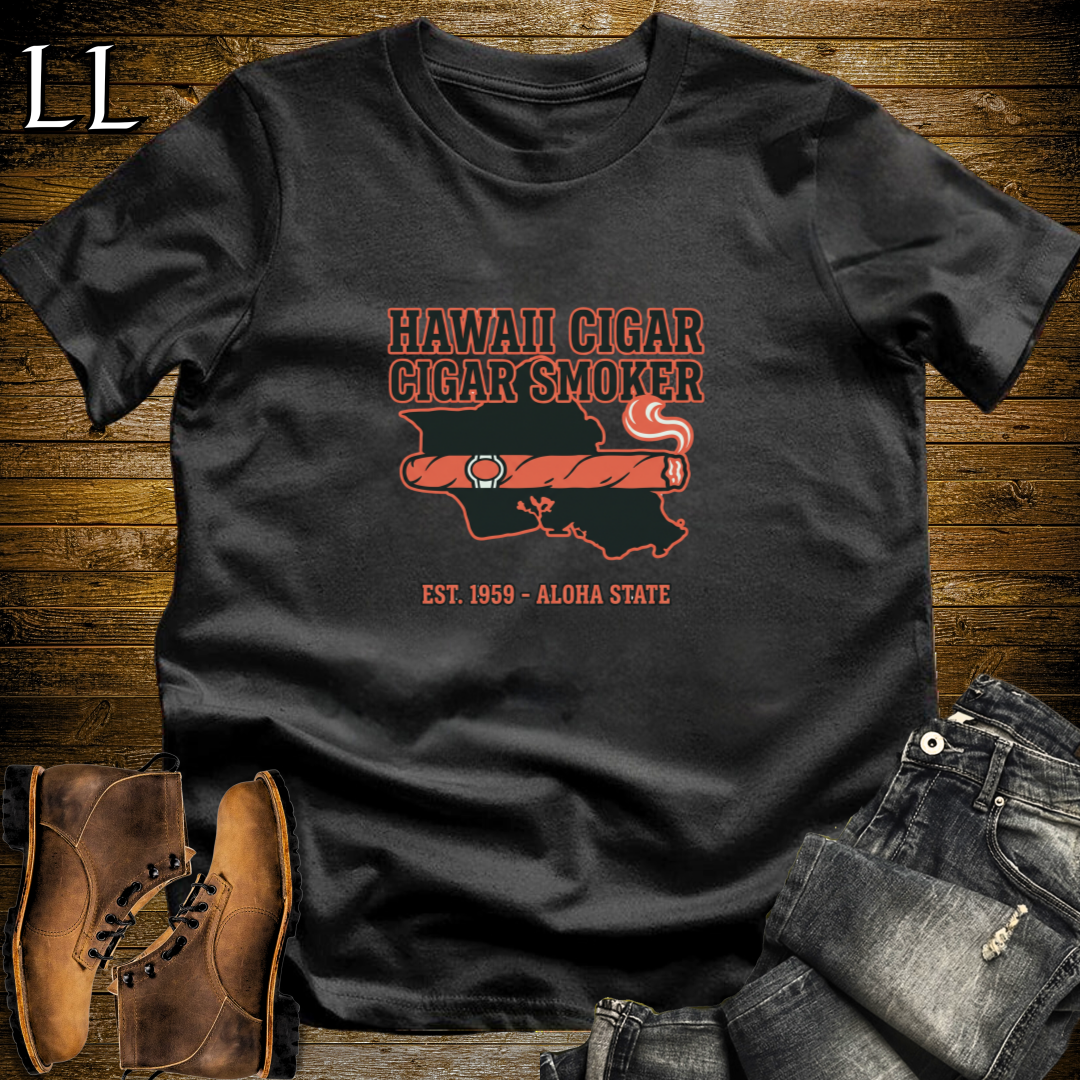 Hawaii Cigar Smoker T-Shirt Black | Island Cigar Lover Gift