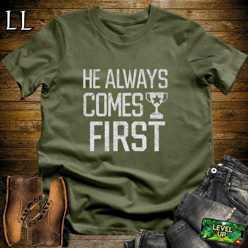 He Always Comes First Softstyle Tee - Military Green - LegacyLayers