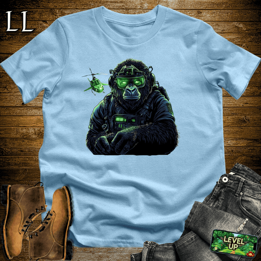 Helicopter Pilot Gorilla Softstyle Tee - Light Blue - LegacyLayers