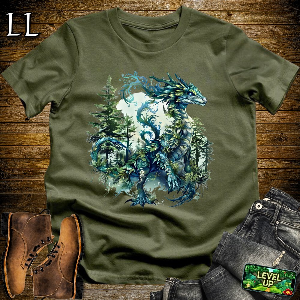 Hiding Forest Dragon Softstyle Tee - Military Green - LegacyLayers