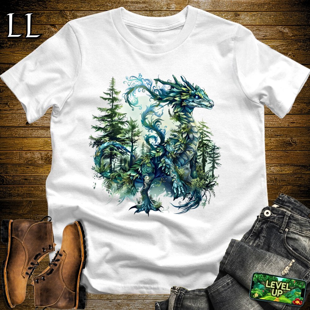 Hiding Forest Dragon Softstyle Tee - White - LegacyLayers