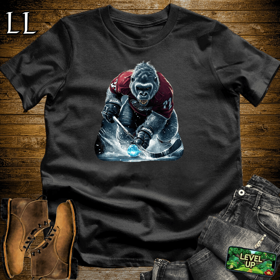 Hockey Gorilla Softstyle Tee Black | Hockey Player Shirt