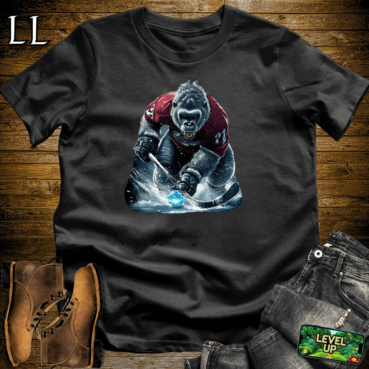 Hockey Gorilla Softstyle Tee - Black - LegacyLayers
