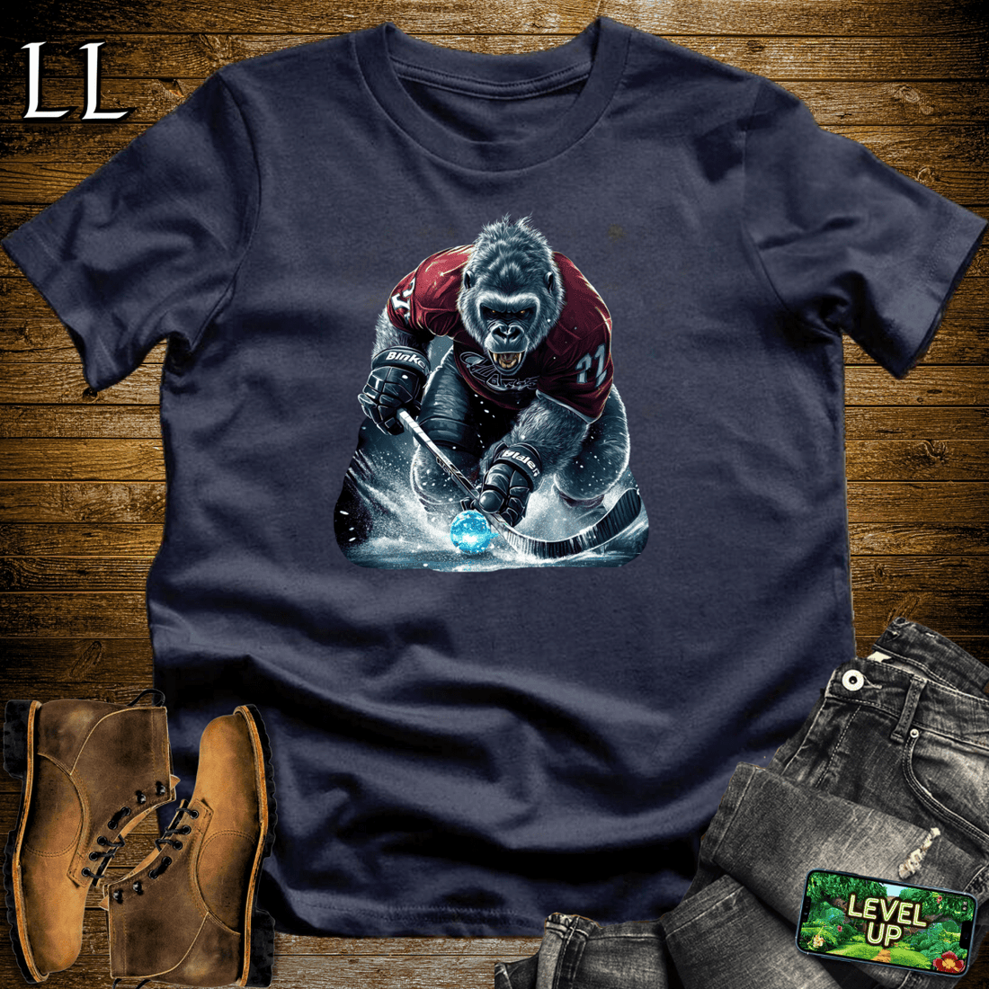 Hockey Gorilla Softstyle Tee Navy | Hockey Player Shirt