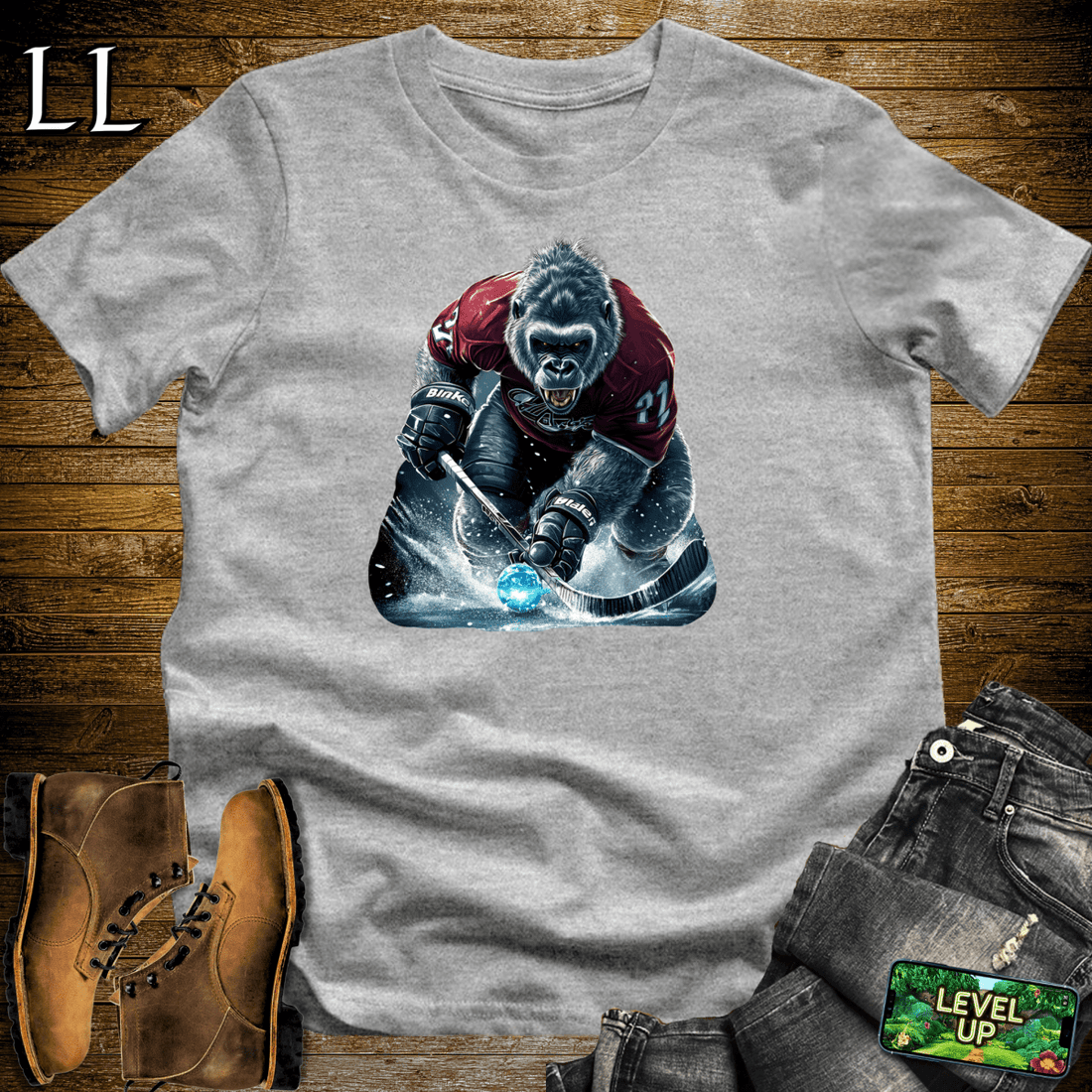 Hockey Gorilla Softstyle Tee Sport Grey | Hockey Player Shirt
