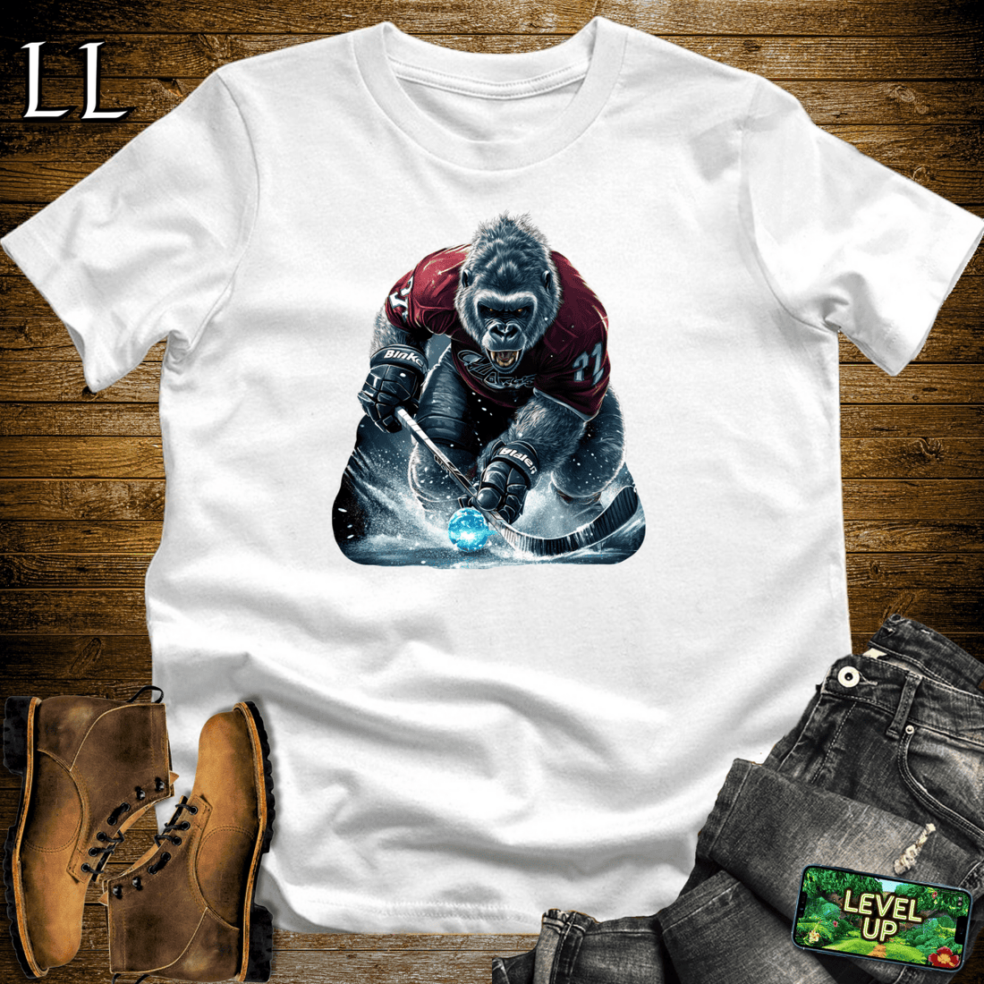Hockey Gorilla Softstyle Tee White | Hockey Player Shirt
