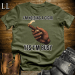 Holding A Cigar Softstyle T-Shirt Military Green | Cigar Smoker Gift Tee