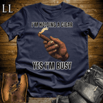 Holding A Cigar Softstyle T-Shirt Navy | Cigar Smoker Gift Tee