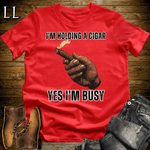 Holding A Cigar Softstyle T-Shirt Red | Cigar Smoker Gift Tee