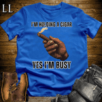 Holding A Cigar Softstyle T-Shirt Royal Blue | Cigar Smoker Gift Tee