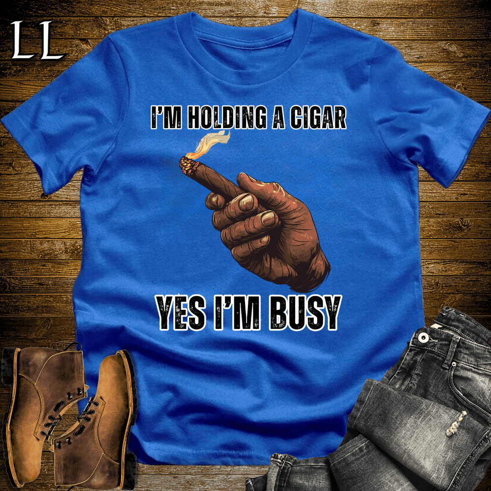 Holding A Cigar Softstyle T-Shirt Royal Blue | Cigar Smoker Gift Tee