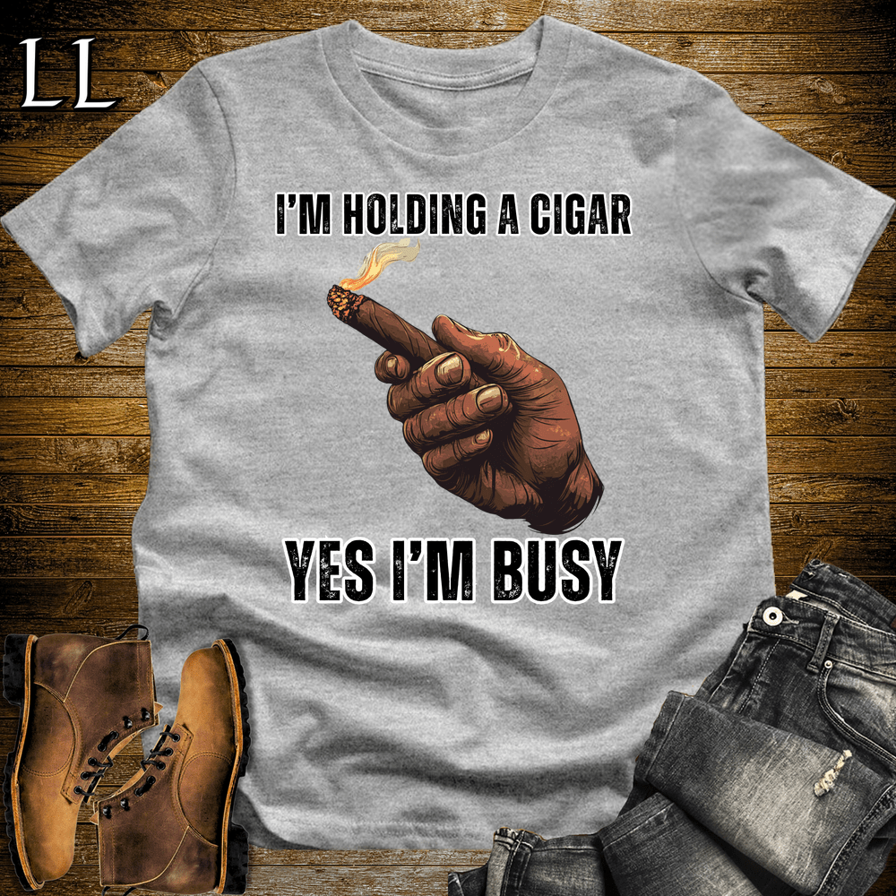 Holding A Cigar Softstyle T-Shirt Sport Grey | Cigar Smoker Gift Tee