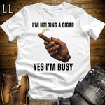 Holding A Cigar Softstyle T-Shirt White | Cigar Smoker Gift Tee