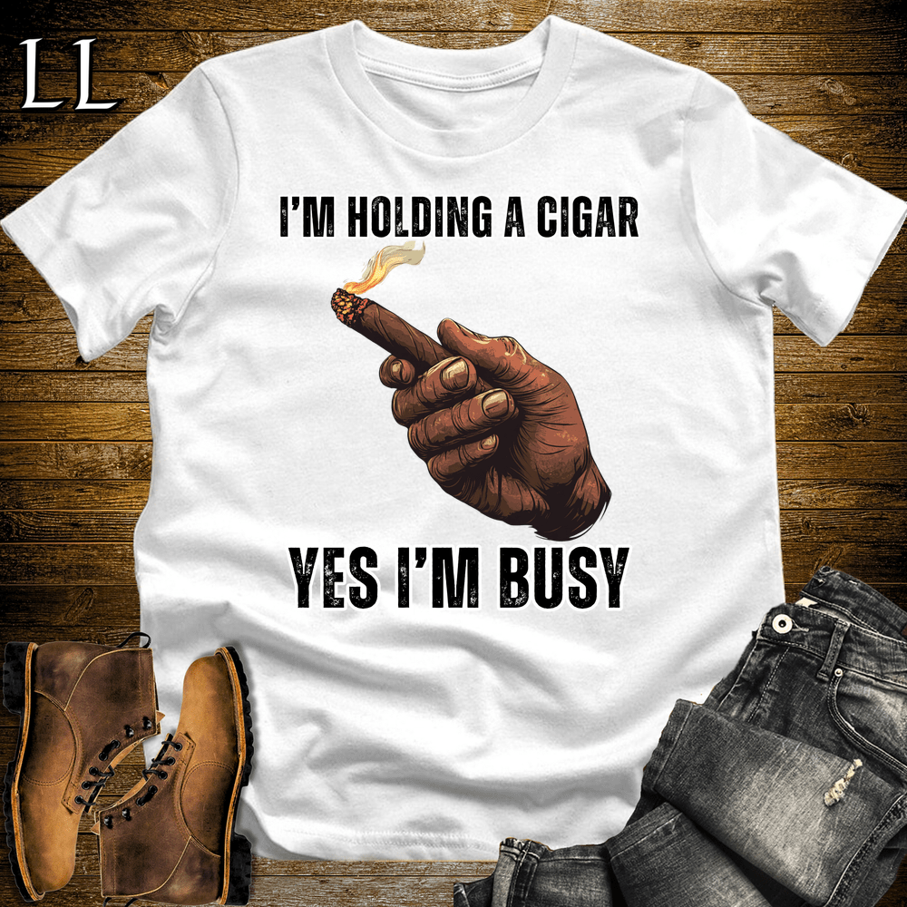 Holding A Cigar Softstyle T-Shirt White | Cigar Smoker Gift Tee