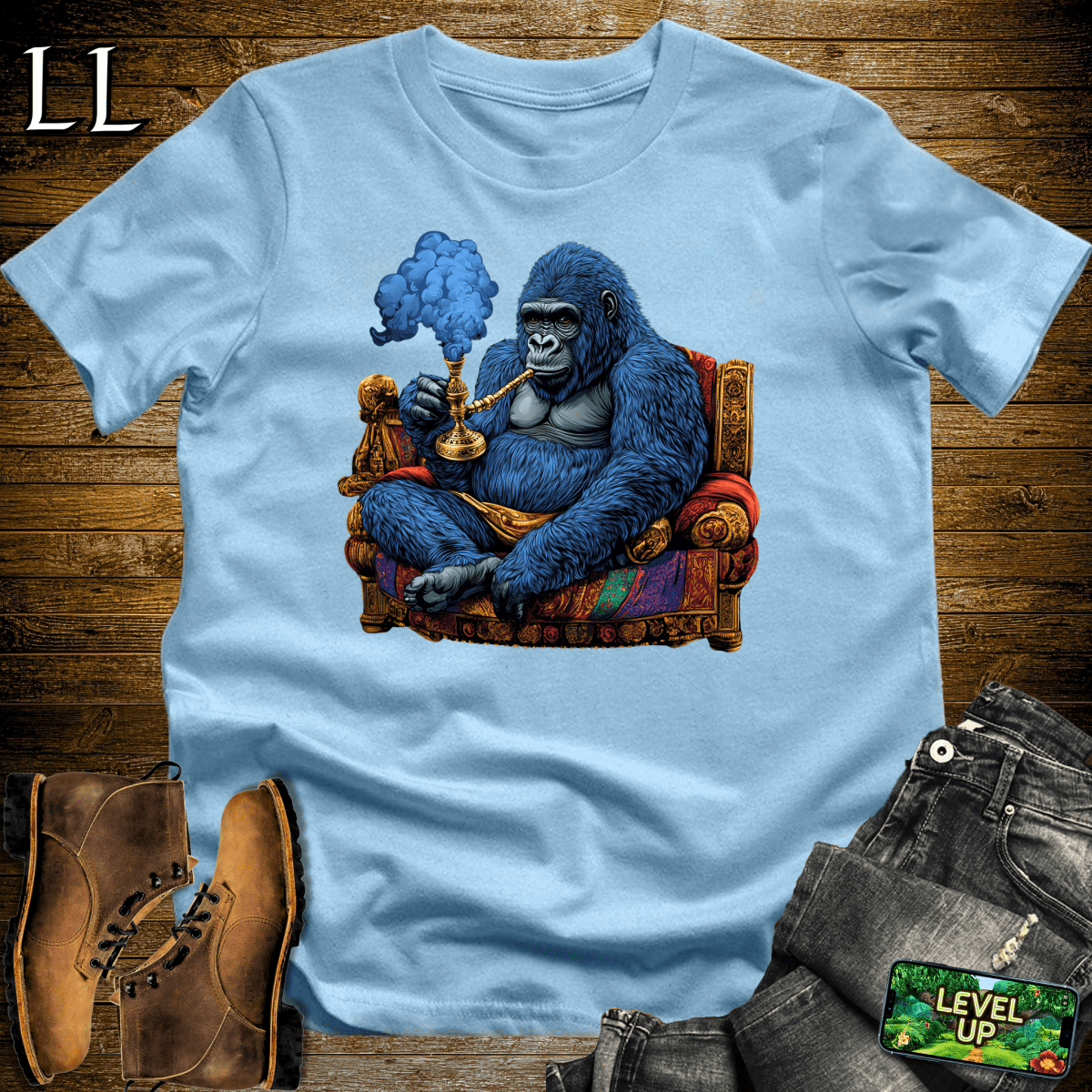 Hookah Gorilla Light Blue | Hookah Lounge Shirt