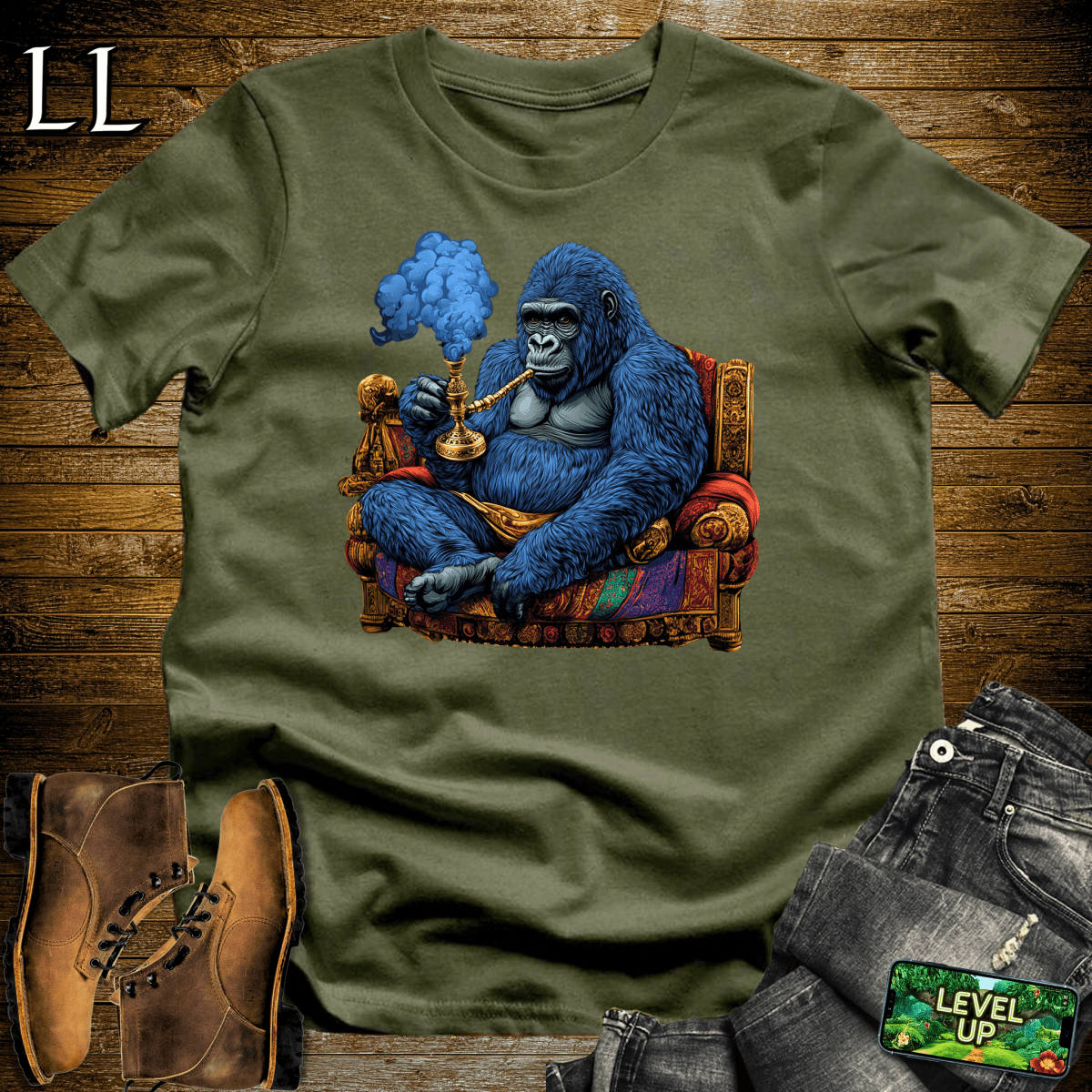 Hookah Gorilla Softstyle Tee - Military Green - LegacyLayers