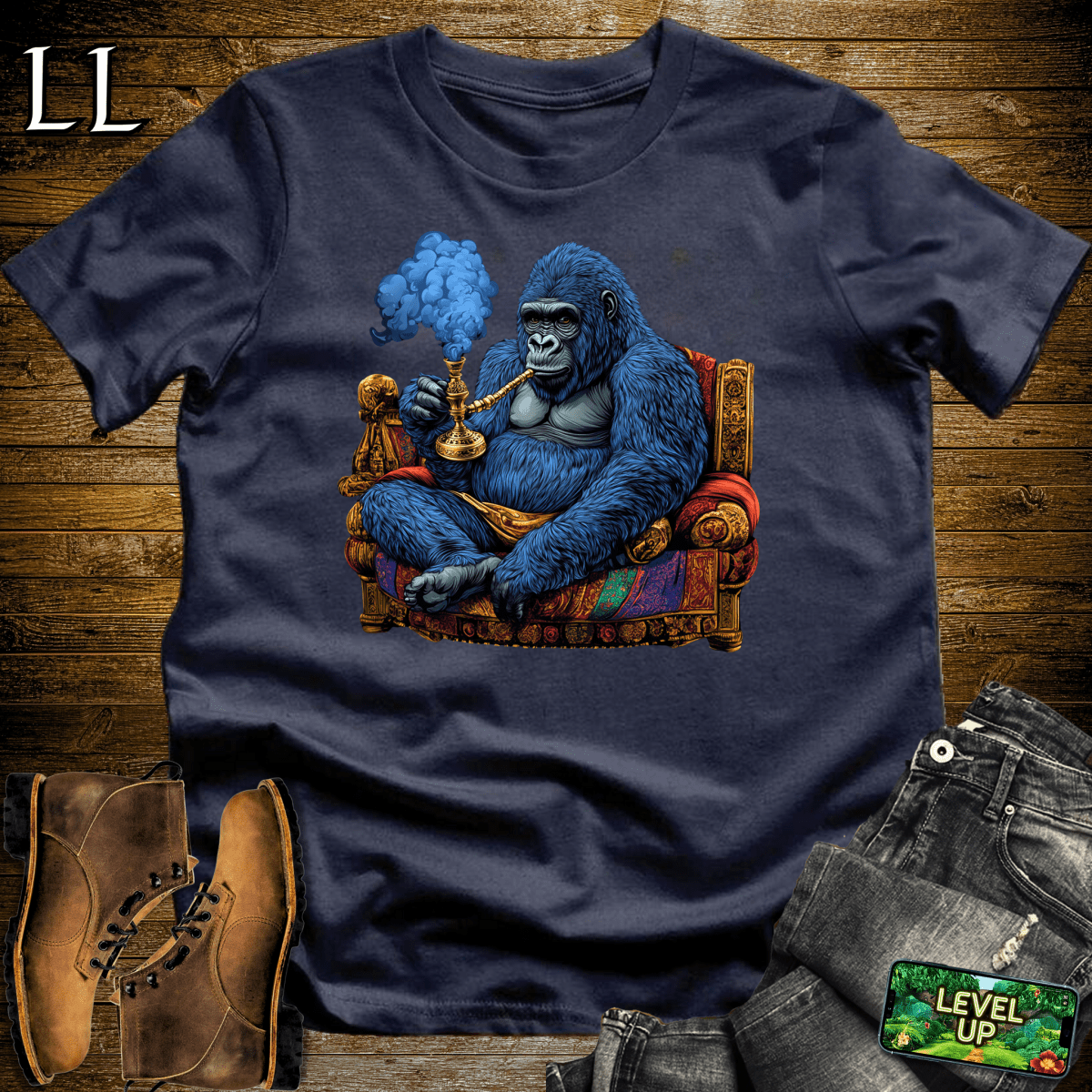 Hookah Gorilla Softstyle Tee - Navy - LegacyLayers