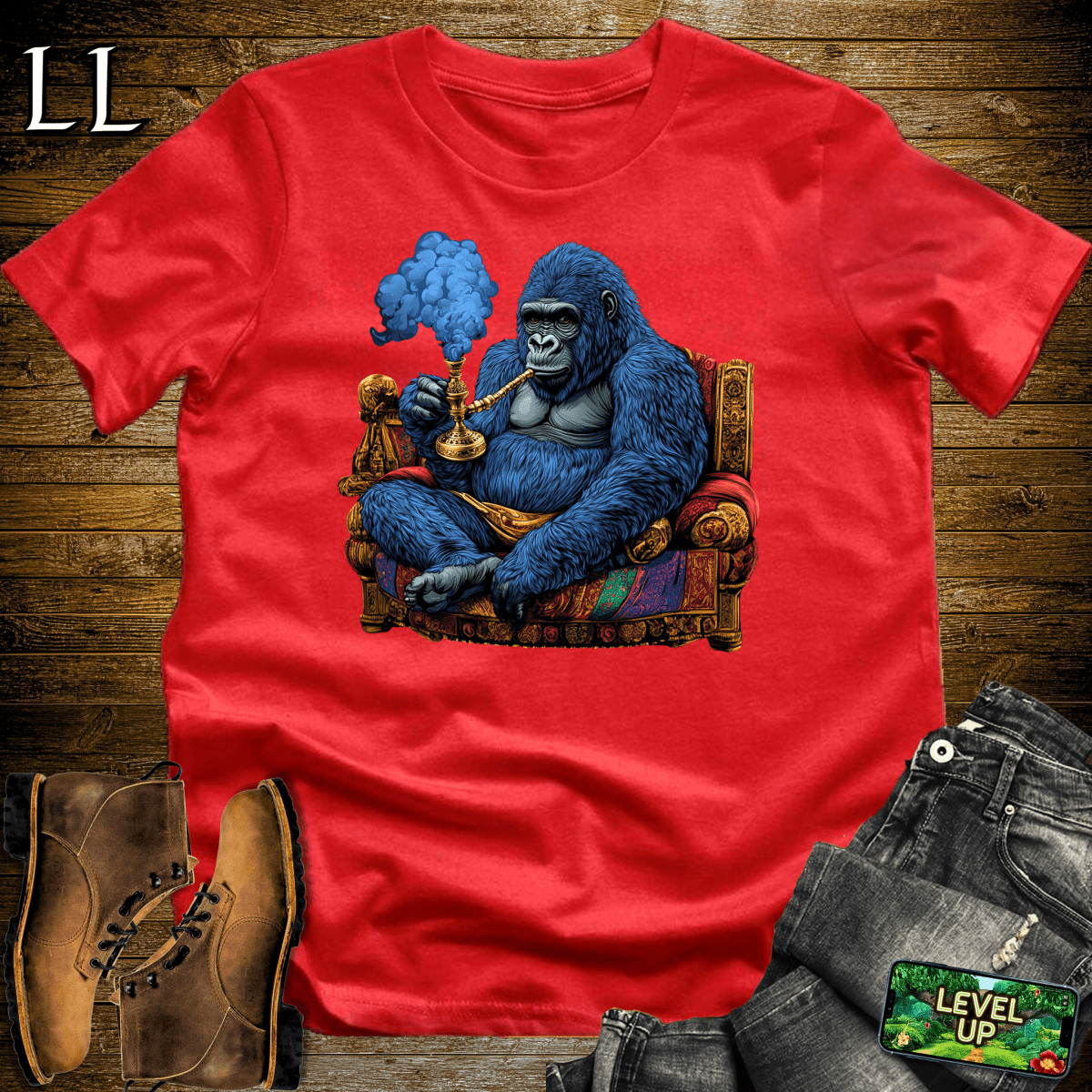 Hookah Gorilla Softstyle Tee - Red - LegacyLayers