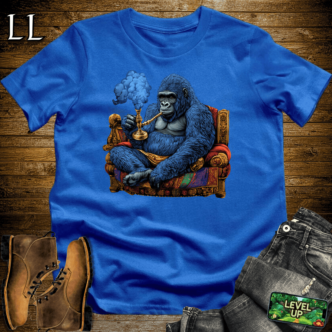 Hookah Gorilla Royal Blue | Hookah Lounge Shirt