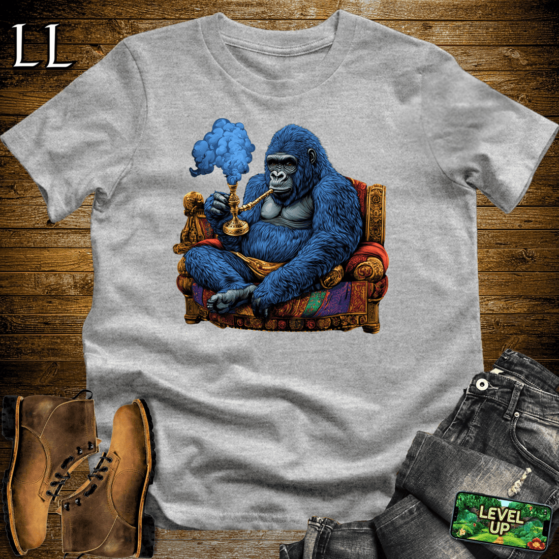 Hookah Gorilla Sport Grey | Hookah Lounge Shirt