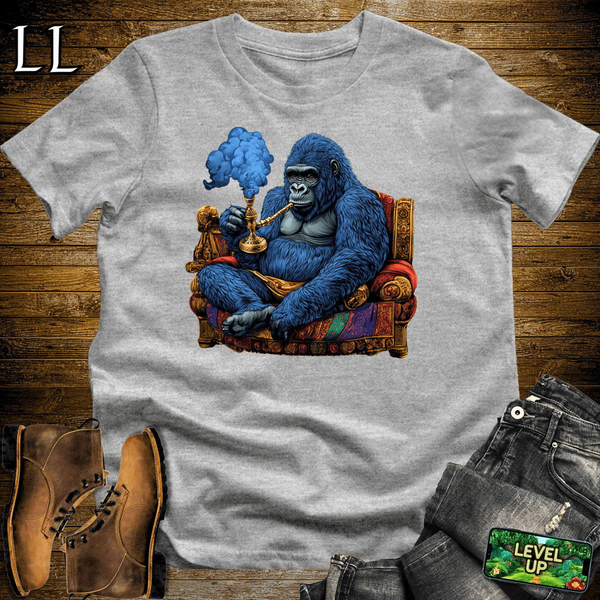 Hookah Gorilla Softstyle Tee - Sport Grey - LegacyLayers