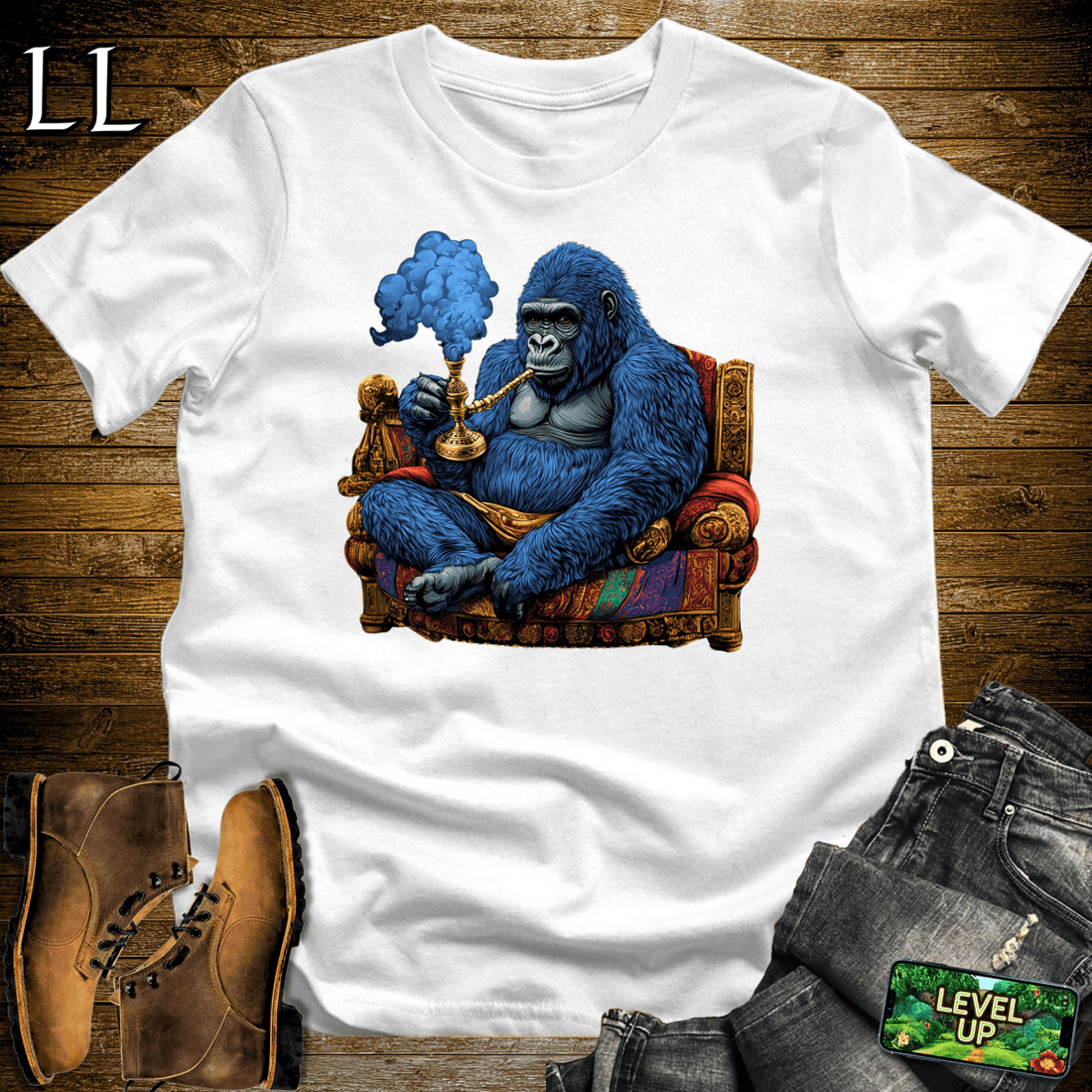 Hookah Gorilla White | Hookah Lounge Shirt