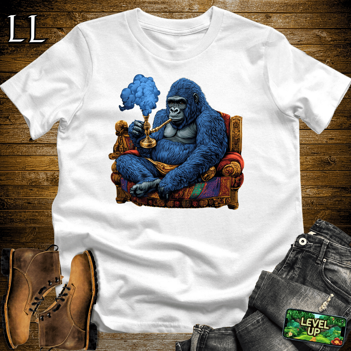 Hookah Gorilla Softstyle Tee - White - LegacyLayers