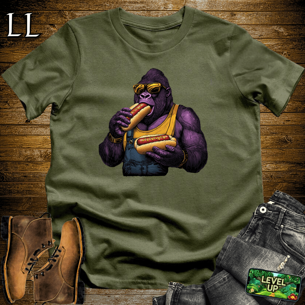 Hot Dog Gorilla Military Green | Funny Food Lover Shirt