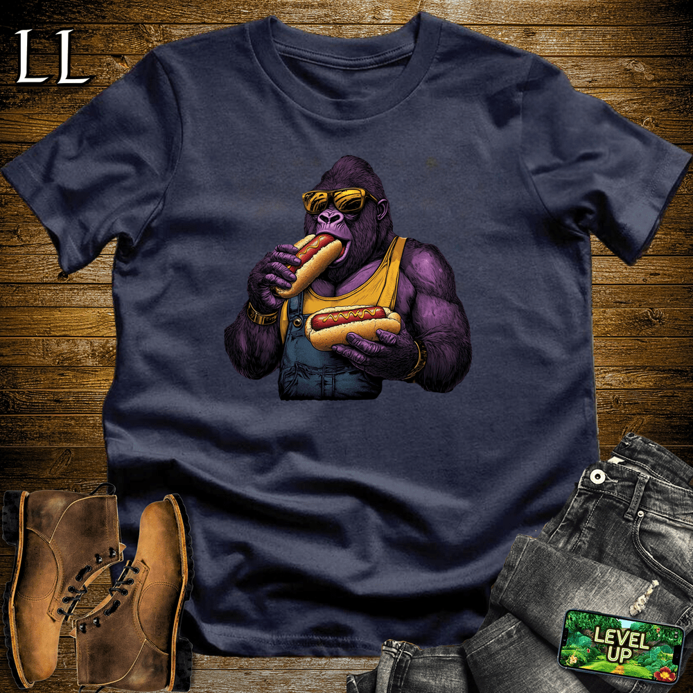 Hot Dog Gorilla Navy | Funny Food Lover Shirt