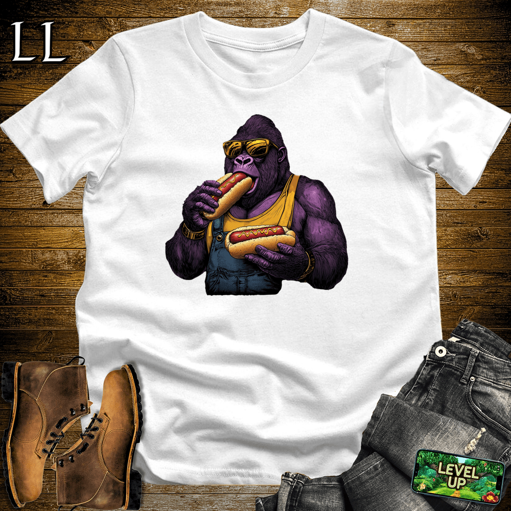 Hot Dog Gorilla White | Funny Food Lover Shirt
