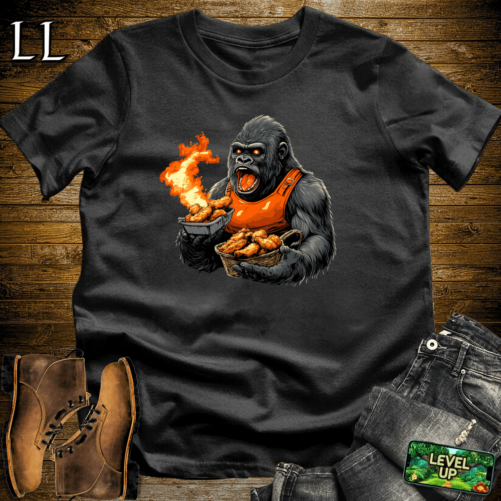 Hot Wings Gorilla Black | Spicy Food Lover Shirt