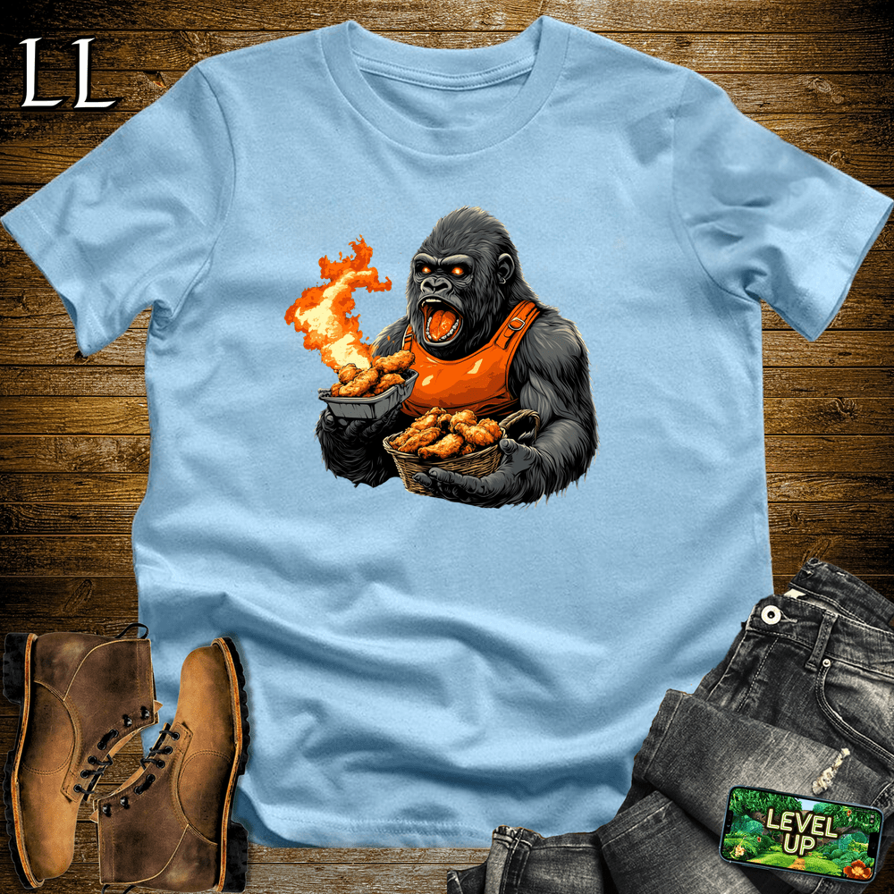 Hot Wings Gorilla Light Blue | Spicy Food Lover Shirt