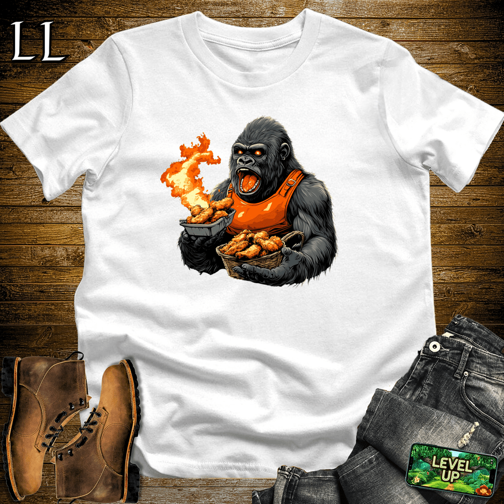 Hot Wings Gorilla White | Spicy Food Lover Shirt