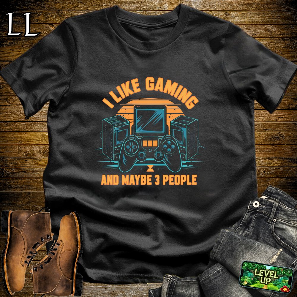 I Like Gaming and Maybe 3 People Softstyle Tee - Black - LegacyLayers