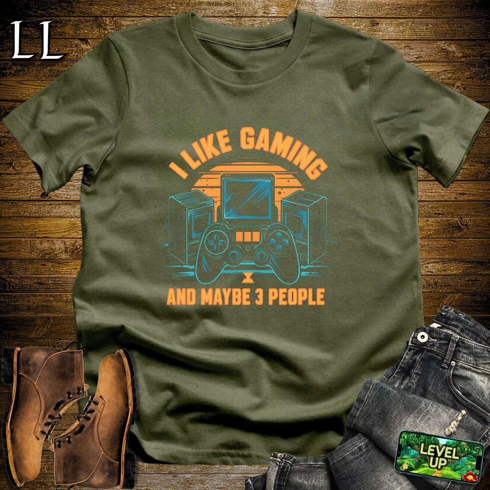 I Like Gaming and Maybe 3 People Softstyle Tee - Military Green - LegacyLayers