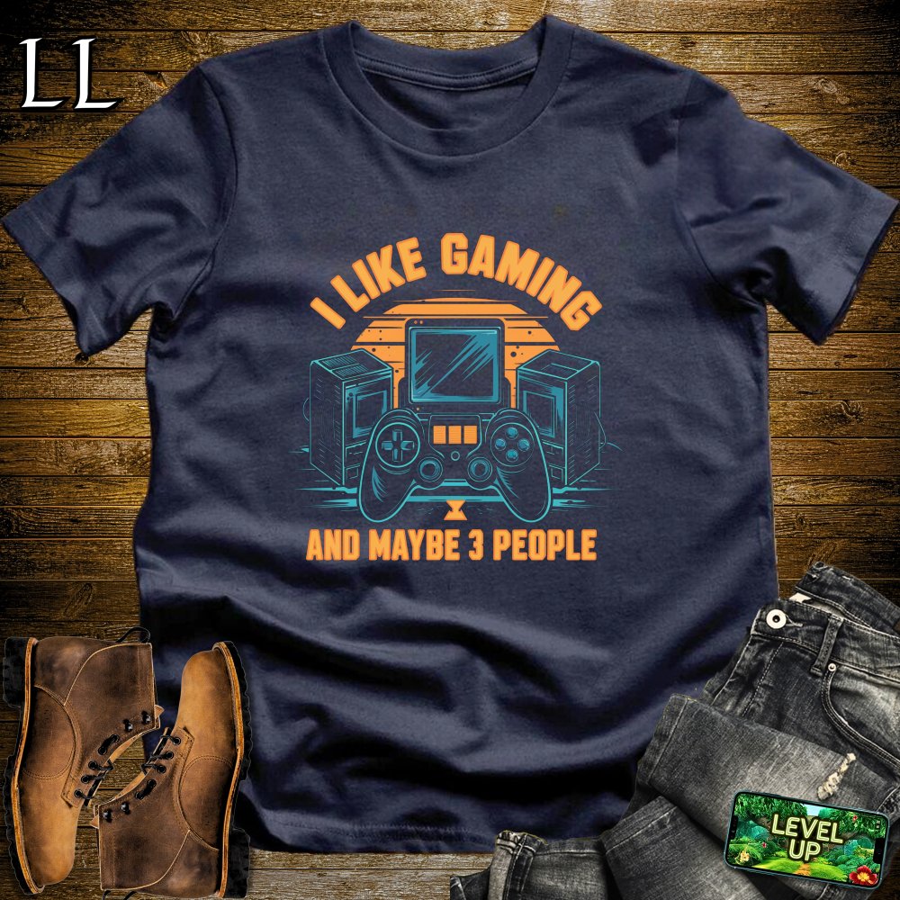 I Like Gaming and Maybe 3 People Softstyle Tee - Navy - LegacyLayers