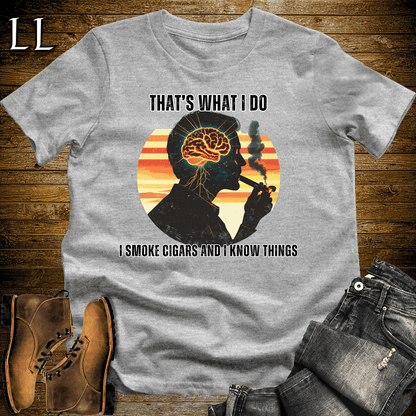 Smoke Cigar and Know Things Softstyle Tee Sport Grey | Funny Cigar Quote Shirt