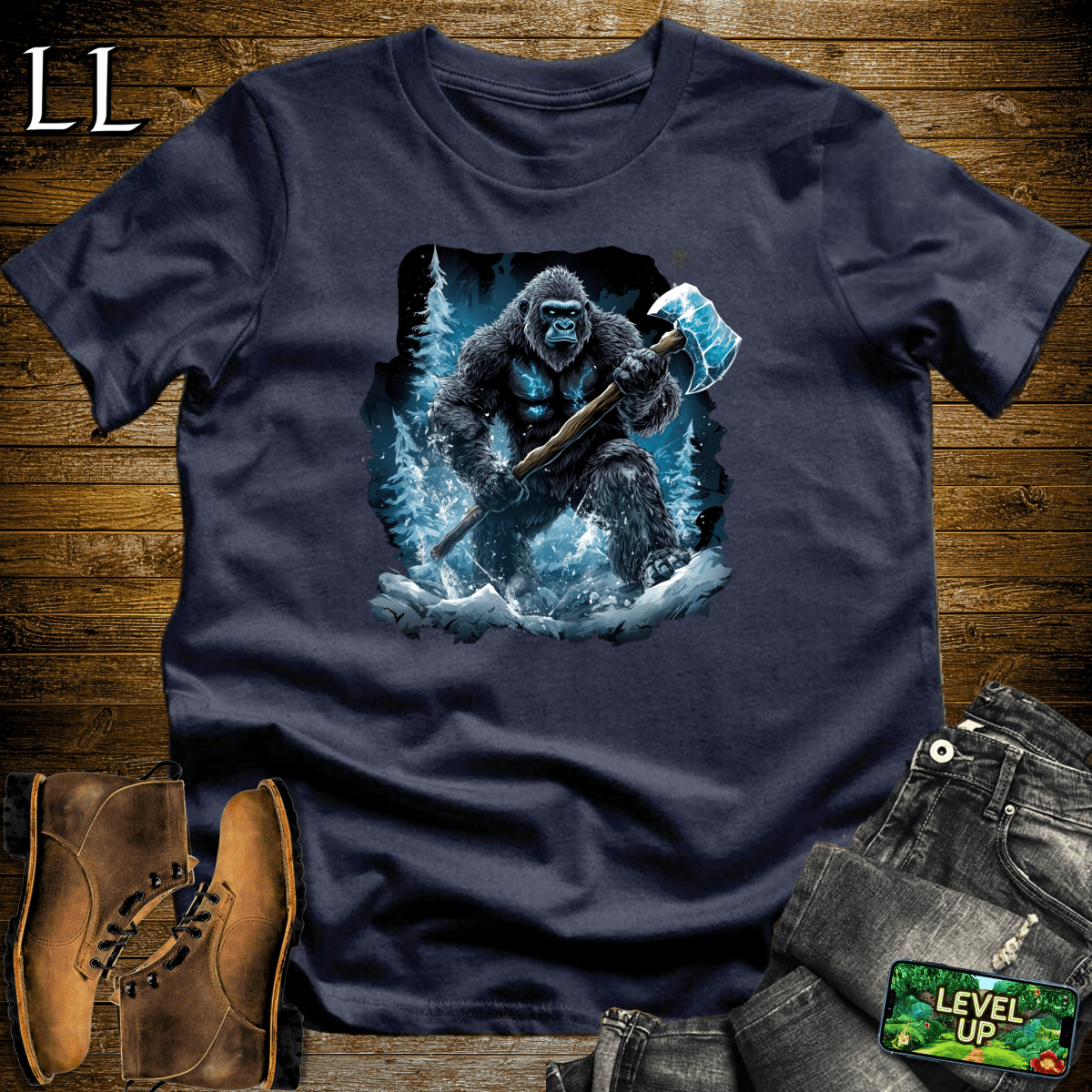 Ice Axe Gorilla Softstyle Tee - Navy - LegacyLayers