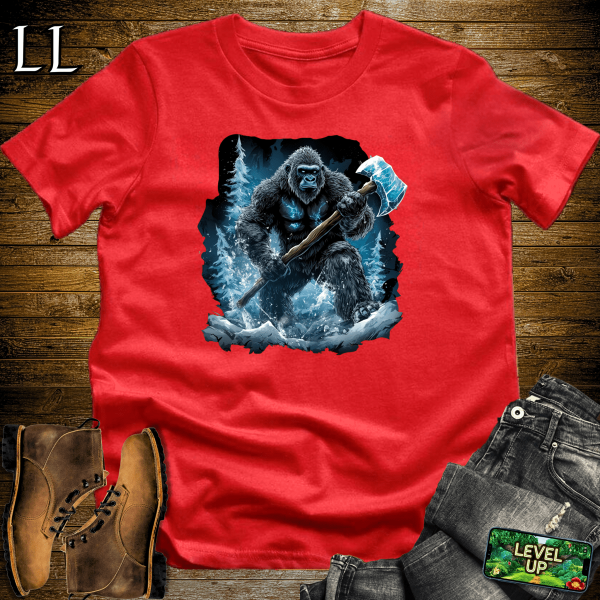 Ice Axe Gorilla Softstyle Tee - Red - LegacyLayers
