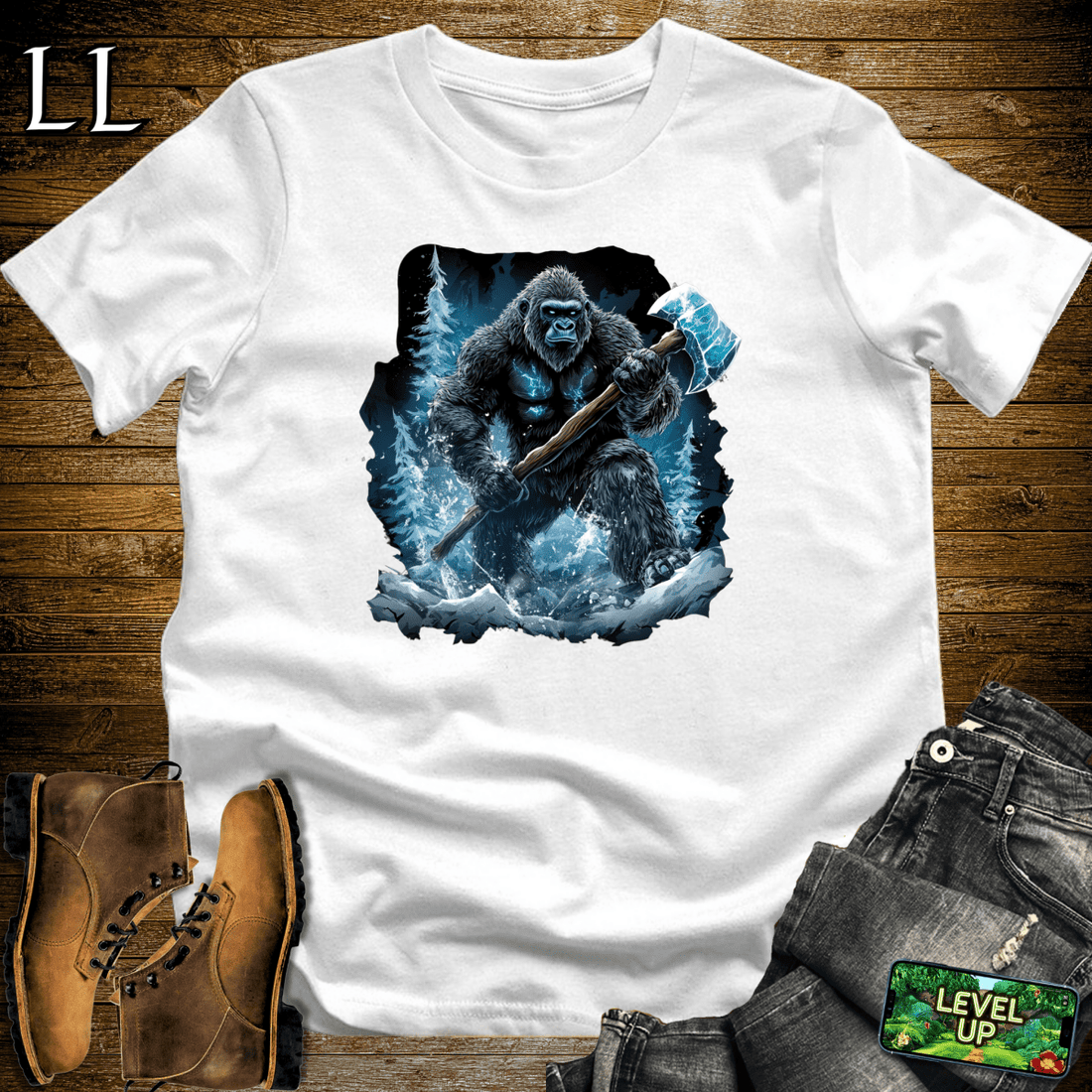 Ice Axe Gorilla Softstyle Tee White | Mountain Shirt