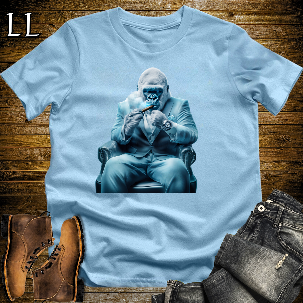 Ice Capo Cigar Gorilla Light Blue | Gorilla Graphic Tee